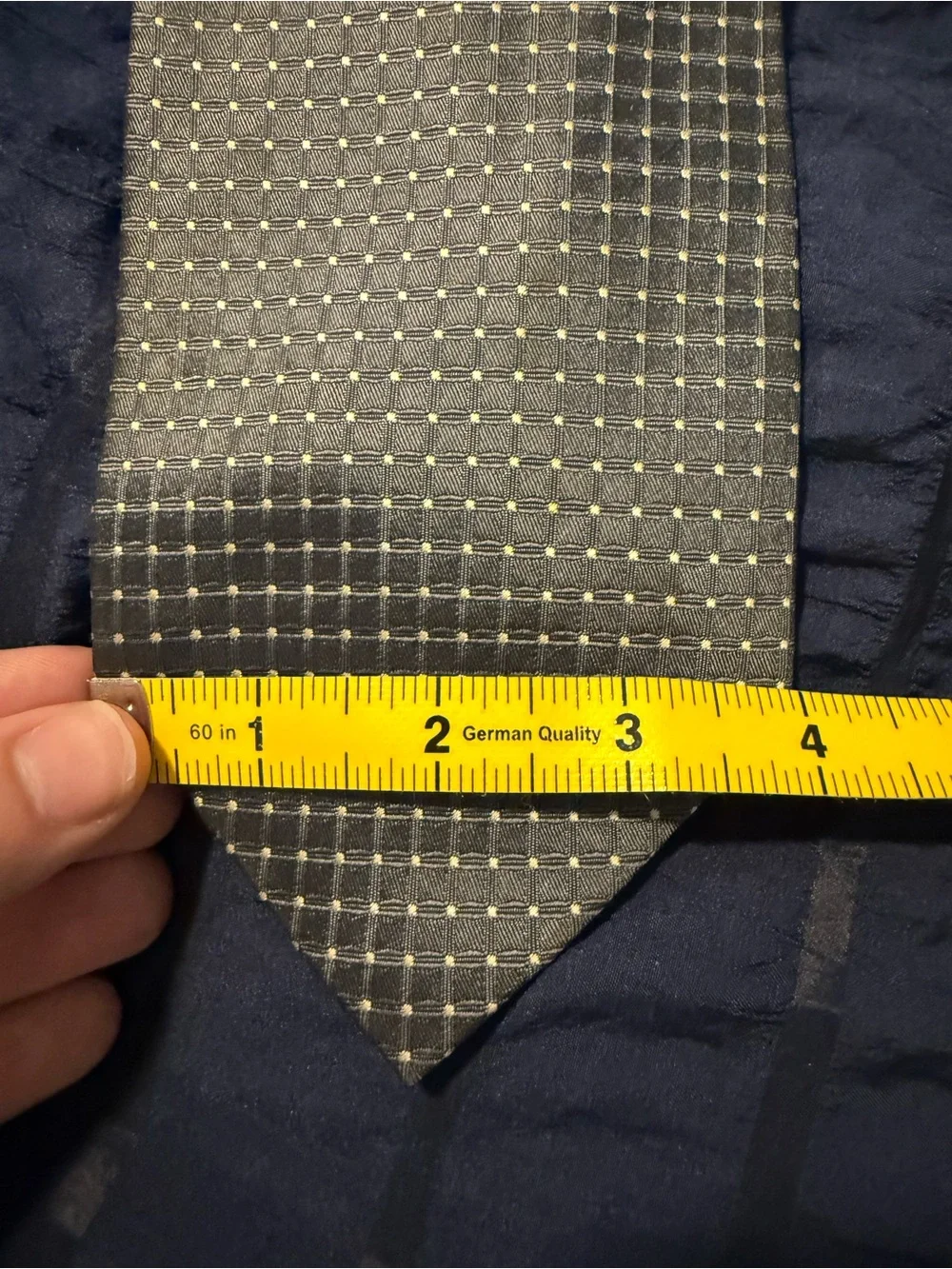 Daniel De Fasson Men's Patterned Silk Tie in Charcoal with Subtle Gold Dots